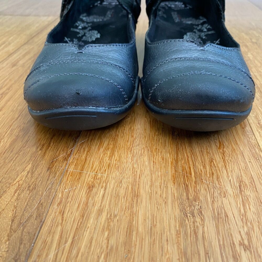 Taos Leather Mary Jane Shoes Comfort Flats Womens 8.5 EU 39 Black Hook & Loop - Picture 3 of 12